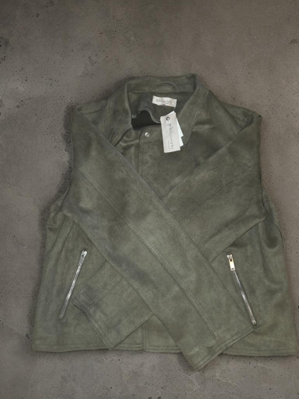 Philosophy Olive Green Suede Moto Jacket - Women